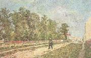 Vincent Van Gogh Outskirts of Paris:Road with Peasant Shouldering a Spade (nn04) oil painting artist